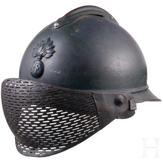 A steel helmet M 15 "Adrian" for the infantry, with flip-up face shield