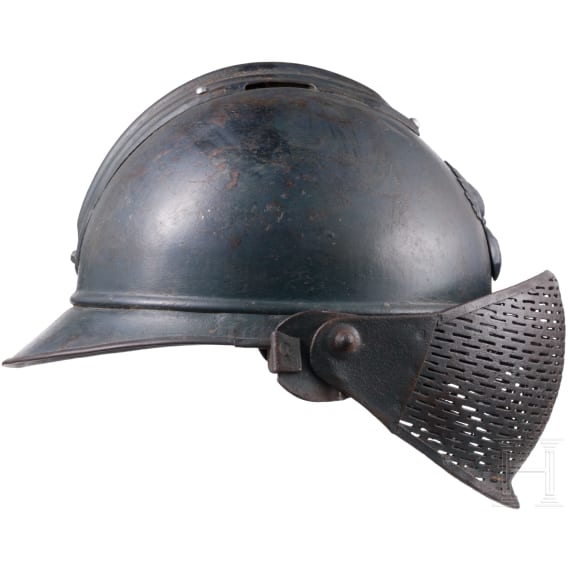 A steel helmet M 15 "Adrian" for the infantry, with flip-up face shield
