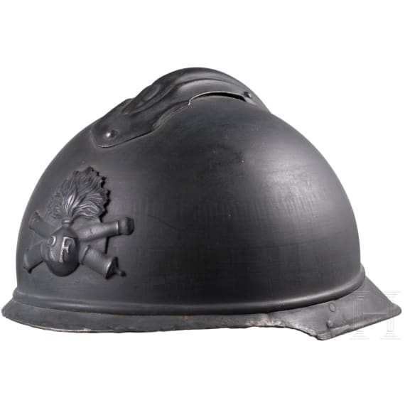 A helmet M 15 &ldquo;Adrian&rdquo; with shortened front visor for tank crews, observers and the like, ca. 1918