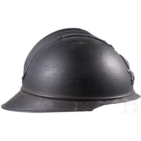 A helmet M 15 &ldquo;Adrian&rdquo; with shortened front visor for tank crews, observers and the like, ca. 1918
