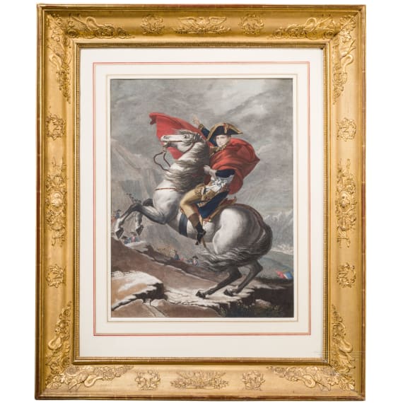 Napoleon Bonaparte beim &Uuml;berschreiten der Alpen - Portr&auml;t nach Jacques-Louis David (1748 - 1825)
