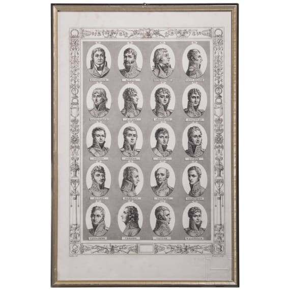 Sechs Stiche mit Portraits von Napoleon und 100 Gener&auml;len, Bovinet und Vautier, um 1806