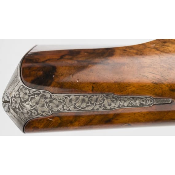 A cased side-by-side percussion combination shotgun by Lebeda of Prague