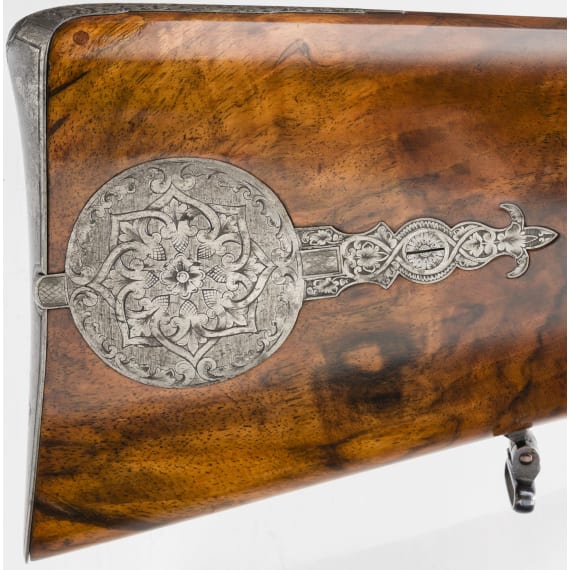 A cased side-by-side percussion combination shotgun by Lebeda of Prague