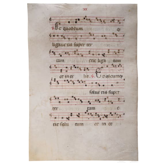Doppelseitiges Antiphonarblatt (&bdquo;Tu es Petrus&ldquo;), 15. Jhdt.