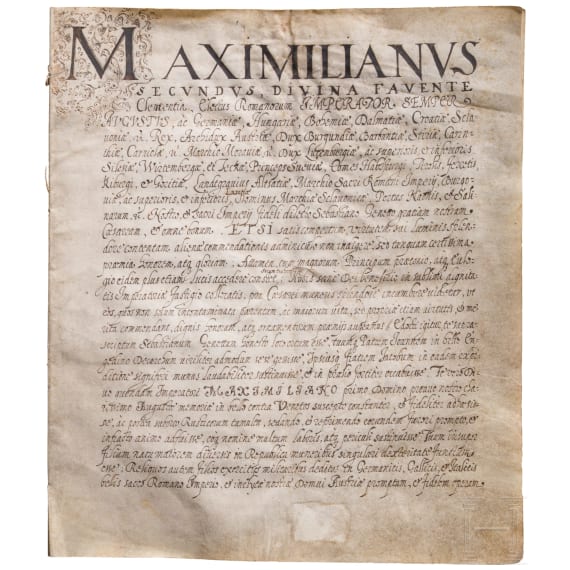 Kaiser Maximilian II, Adelsbrief, datiert 1573