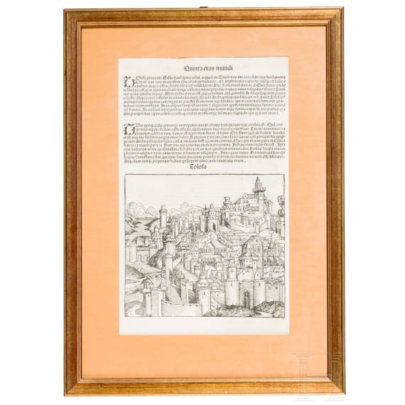 Sechs Bl&auml;tter aus der &bdquo;Liber chronicarum" (Schedelsche Weltchronik), N&uuml;rnberg, Anton Koberger, 1493