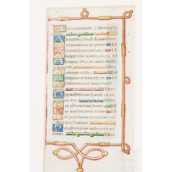 Zwei illuminierte Stundenbuch-Bl&auml;tter, Franco-fl&auml;mischer Raum, ca. 15. Jhdt.