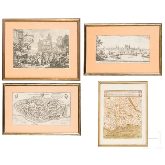 Vier historische Stadt- und Landkarten, 16./17. Jhdt.