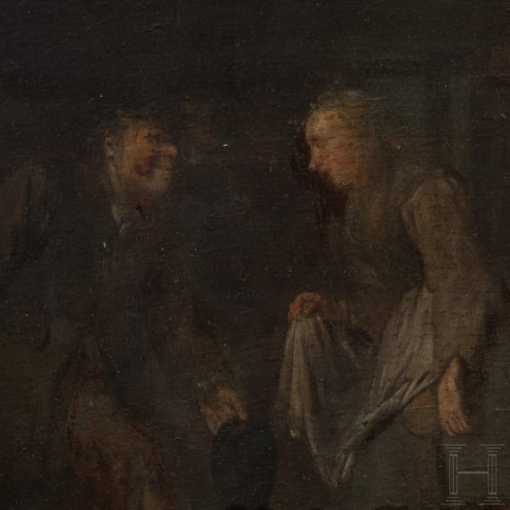 Niederl&auml;ndisches Interieur mit b&auml;uerlicher Tanzszene, Cornelis Pietersz Bega zugeschrieben, um 1660