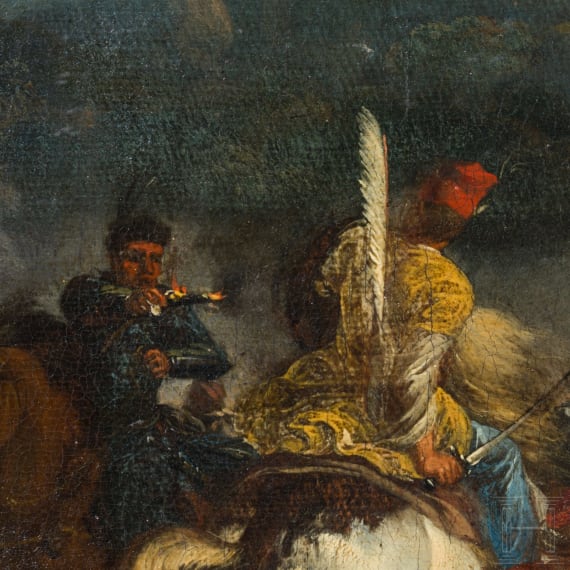 &bdquo;Reitergefecht", Jacques Courtois, genannt Le Bourguignon / Il Borgognone (Saint-Hippolyte 1621 &ndash; 1676 Rom), zugeschrieben
