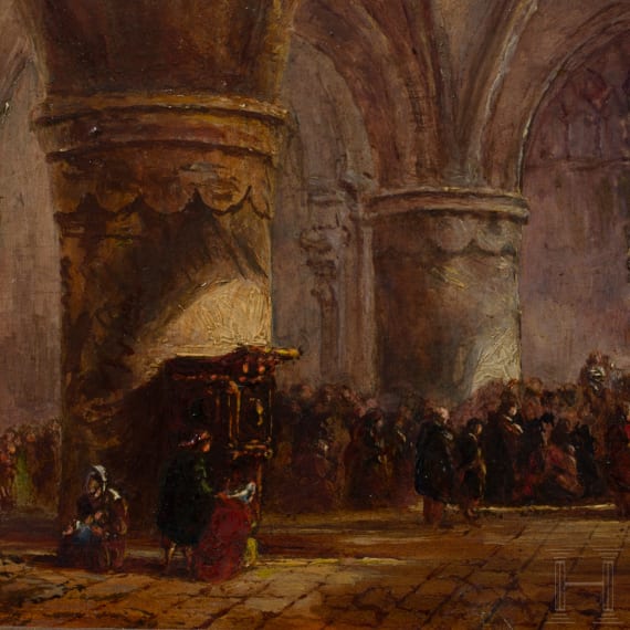 Kircheninterieur, wohl deutsch, Ende 19. Jhdt.