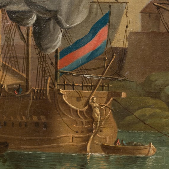 Griechische Hafenszene, osteurop&auml;isch, um 1800