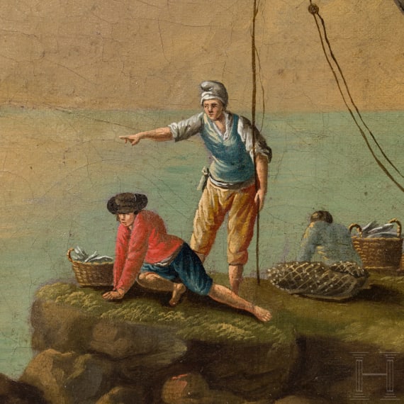 Griechische Hafenszene, osteurop&auml;isch, um 1800