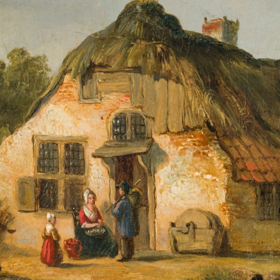&bdquo;Holl&auml;ndische Bauernlandschaft mit Geh&ouml;ft", Jan Simon Voddigel (Amsterdam 1820 &ndash; 1862 Amsterdam), zugeschrieben