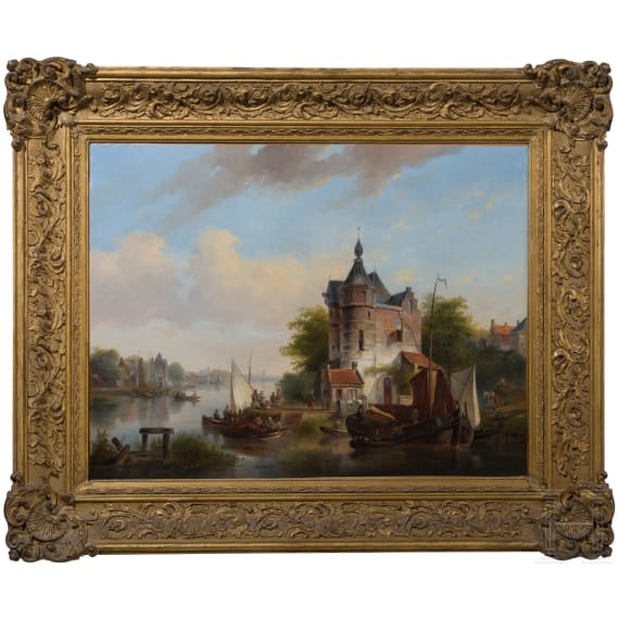 Cornelis Springer (1817-1891) zugeschr./Umkreis. - Aussicht mit Amsterdamer Barkassen