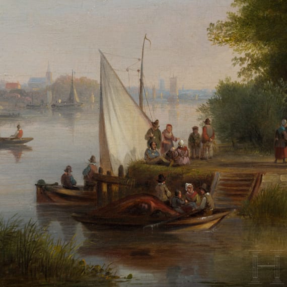 Cornelis Springer (1817-1891) zugeschr./Umkreis. - Aussicht mit Amsterdamer Barkassen