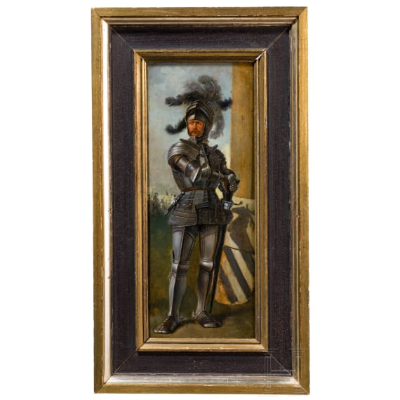 Anton Kaulbach (1864 - 1934) - Gem&auml;lde mit kampfbereitem Ritter