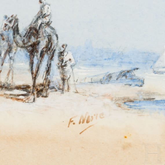 &bdquo;Vier &auml;gyptische K&uuml;sten- und Hafenszenen", Frank V. Norie (britisch, 19./20. Jhdt.), ca. 1870&ndash;1900