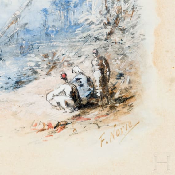 &bdquo;Vier &auml;gyptische K&uuml;sten- und Hafenszenen", Frank V. Norie (britisch, 19./20. Jhdt.), ca. 1870&ndash;1900