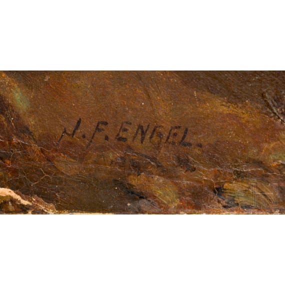 &bdquo;Kampfszene mit Fahnenangriff", Johann Friedrich Engel (Mannheim 1844 &ndash; 1898 M&uuml;nchen), sp&auml;tes 19. Jhdt.