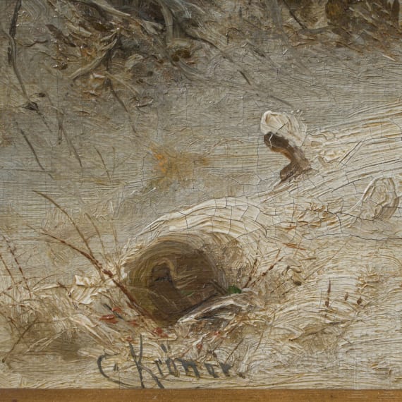 Christian Johann Kr&ouml;ner (1838-1911) - Reh und Wildschweine im Winterwald