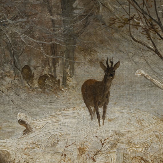 Christian Johann Kr&ouml;ner (1838-1911) - Reh und Wildschweine im Winterwald