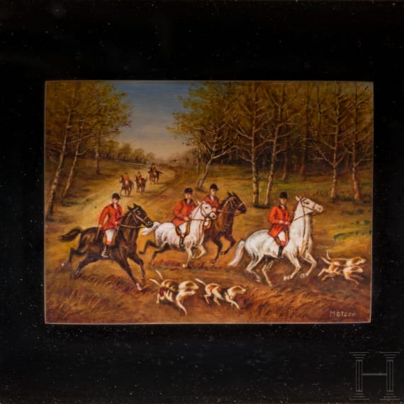 Jagdliche Miniatur, bezeichnet "Matzon"