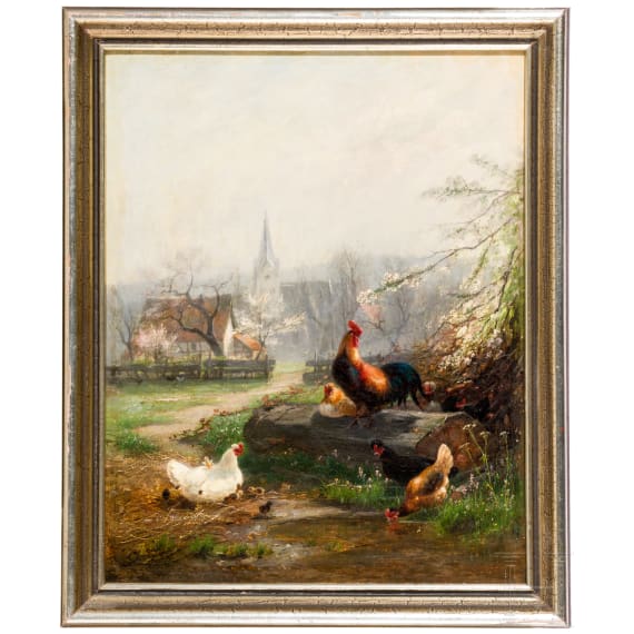 "Poultry", Fritz Lange (D&uuml;sseldorf 1851 &ndash; 1922 D&uuml;sseldorf), 1880, oil on canvas