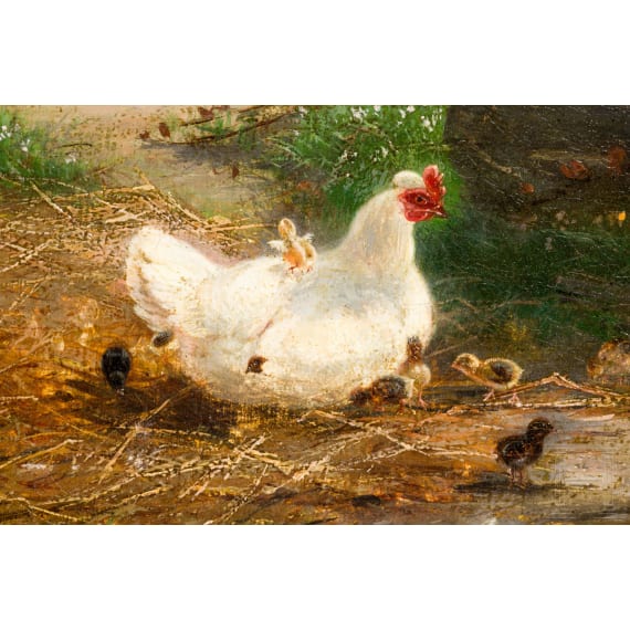"Poultry", Fritz Lange (D&uuml;sseldorf 1851 &ndash; 1922 D&uuml;sseldorf), 1880, oil on canvas