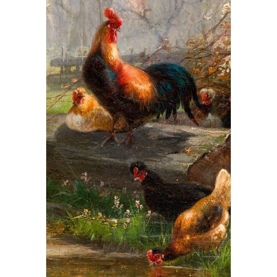 "Poultry", Fritz Lange (D&uuml;sseldorf 1851 &ndash; 1922 D&uuml;sseldorf), 1880, oil on canvas