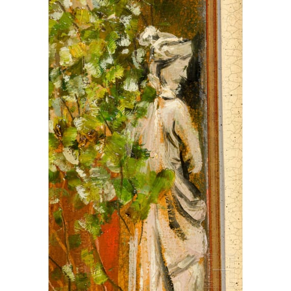 "Korfus &ndash; Achilleion / In der griechischen Dichterhalle", Hermione von Preuschen (Graz 1854 &ndash; 1918 Berlin), circa 1895&ndash;1910, oil on cardboard panel