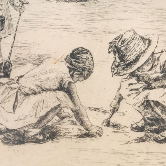 "Playing Children", Max Liebermann (Berlin 1847 &ndash; 1935), circa 1890, etching on paper