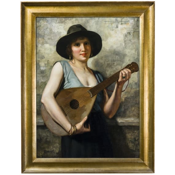 "Lute Player", Hans Hassenteufel (Hamburg 1887 &ndash; Munich 1943), 1920s, oil on canvas