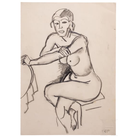 Jacob Wilhelm Fehrle (1884 - 1974), two German nudes, 20th century