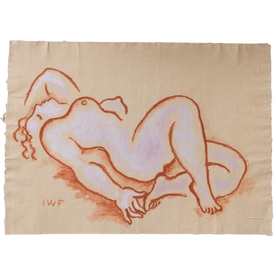 Jacob Wilhelm Fehrle (1884 - 1974), two German reclining nudes, 20th century