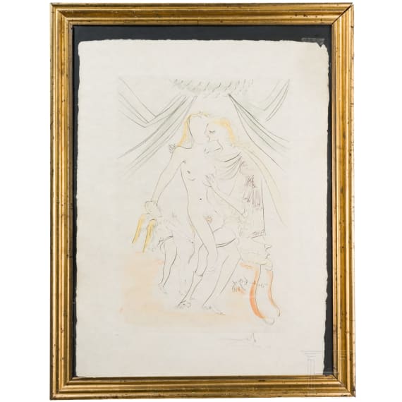 &ldquo;Venus, Mars et Cupidon", after Salvador Dal&iacute; (Figueres 1904 &ndash; 1989 Figueres), coloured print on laid paper