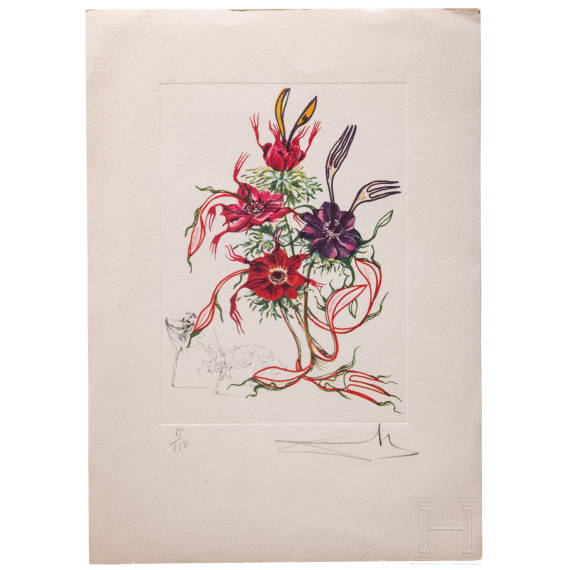 &ldquo;Anemone per anti-pasti&rdquo;, after Salvador Dal&iacute; (Figueres 1904 &ndash; 1989 Figueres), coloured print on laid paper