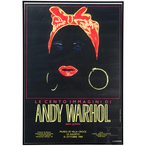 Exhibition poster for "Le cento immagini di Andy Warhol", Museo di Villa Croce, Genoa, 1989, Andy Warhol (Pittsburgh 1928 &ndash; 1987 New York), 1989, colour offset print on paper
