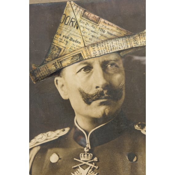 &ldquo;Hatter & Hairdresser&rdquo;, double portrait of Emperor Wilhelm II and Empress Augusta Victoria, Eike Heinrich Redel (b. 1951, Castrop-Rauxel), 21st century, mixed media over black-and-white photographs on paper