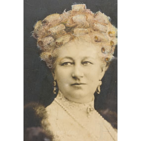 &ldquo;Hatter & Hairdresser&rdquo;, double portrait of Emperor Wilhelm II and Empress Augusta Victoria, Eike Heinrich Redel (b. 1951, Castrop-Rauxel), 21st century, mixed media over black-and-white photographs on paper