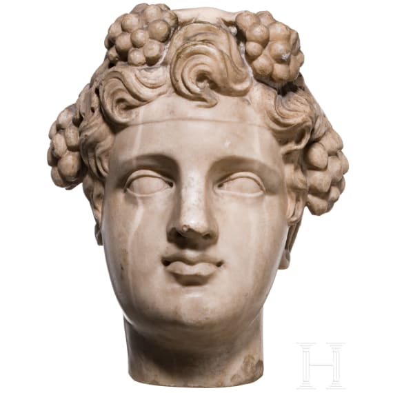 Marble head of a youthful male, probably Dionysos/Bacchus, Anonymous, probably 18th/19th century