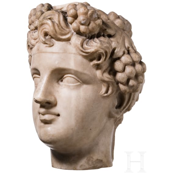 Marble head of a youthful male, probably Dionysos/Bacchus, Anonymous, probably 18th/19th century