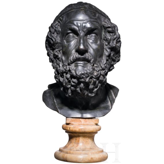 A bronze bust of a poet ("Homer" type), anonymous, probably Italian, late 19th&ndash;early 20th century