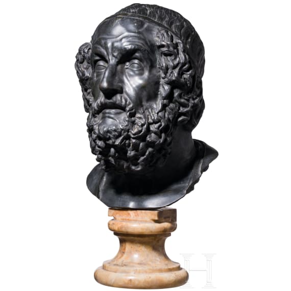 A bronze bust of a poet ("Homer" type), anonymous, probably Italian, late 19th&ndash;early 20th century
