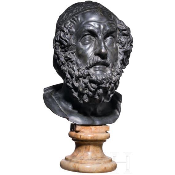 A bronze bust of a poet ("Homer" type), anonymous, probably Italian, late 19th&ndash;early 20th century