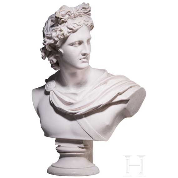 A plaster cast "Bust of Apollo Belvedere type", Anonymous, probably 20th century