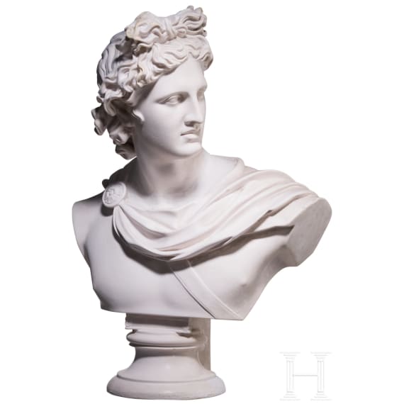 A plaster cast "Bust of Apollo Belvedere type", Anonymous, probably 20th century