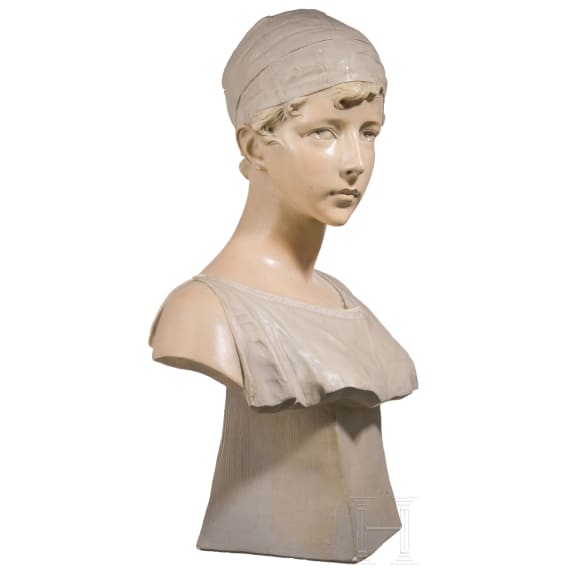 A painted composite bust of a young woman, Richard Aurili (1834&ndash;1914), circa 1900