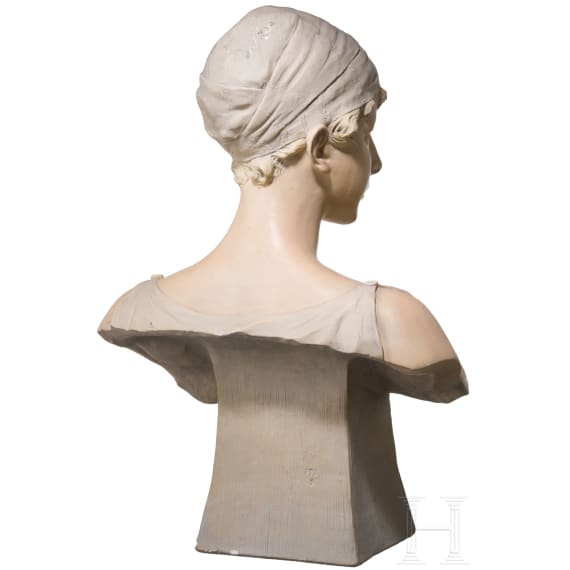 A painted composite bust of a young woman, Richard Aurili (1834&ndash;1914), circa 1900